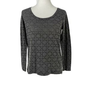 Lou and Grey Grey Black Lightweight Long Sleeve Top Geometric Detail